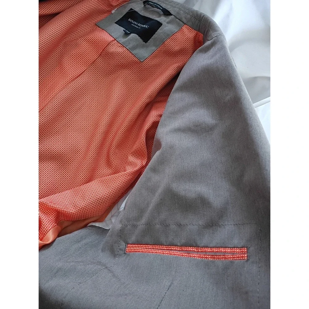 Banana Republic Gray 100% Cotton Sport Coat Blazer 44R Tailored‎ Orange Lng $450